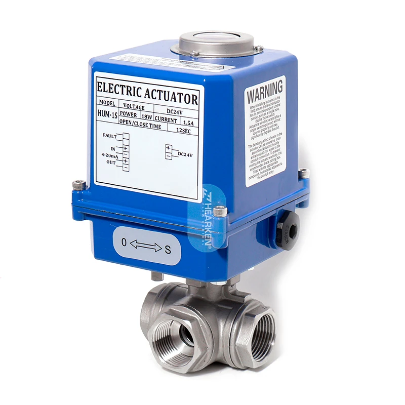 HUM  L Type 3 Way 12v 24v Electric Actuated Ball Valve