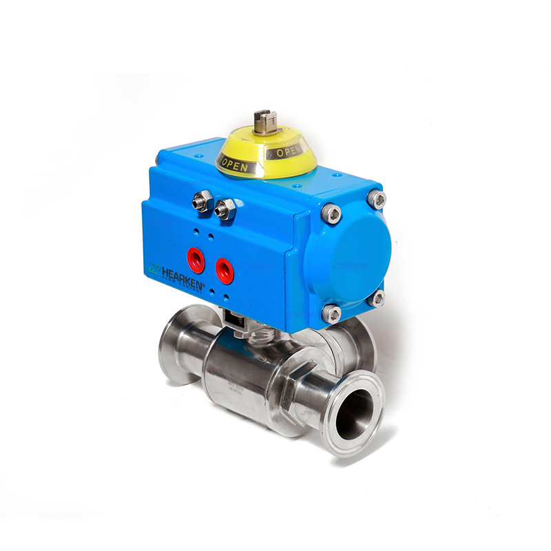 3 Way Long Shaft Pneumatic Sanitary Ball Valve With Tri Clamp