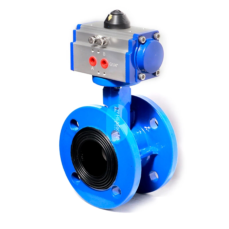 HPA  Cast Iron EPDM seated Double Flanged Pneumatic Actuator Butterfly Valve