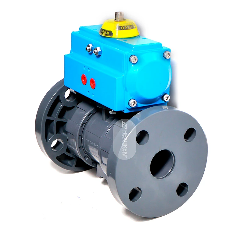 HPA UPVC Ball Valve With Long Shaft Pneumatic Actuator