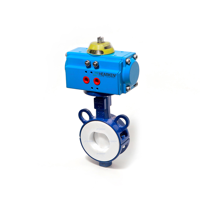 PTFE Sealed Long Shaft Pneumatic Actuator Butterfly Valve