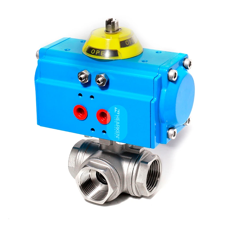 HPA Long Shaft Pneumatic 3 Way Thread Ball Valve