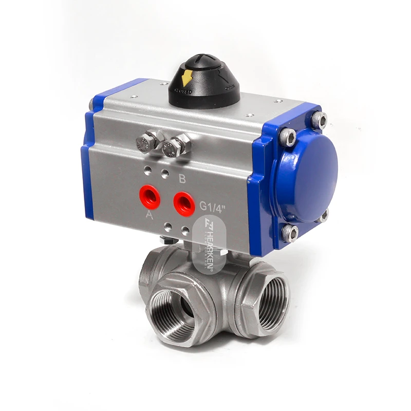 HPA L T Type Pneumatic 3 Way Thread Ball Valve